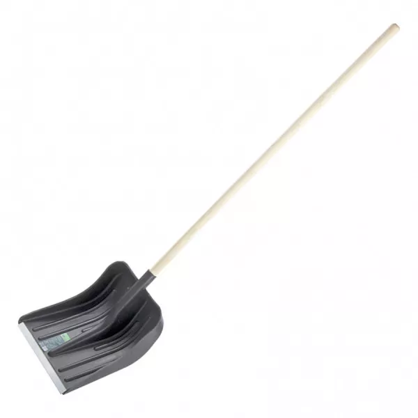Lopata za snijeg plastična s aluminijskim rubom 360x400 mm, drvena drška
